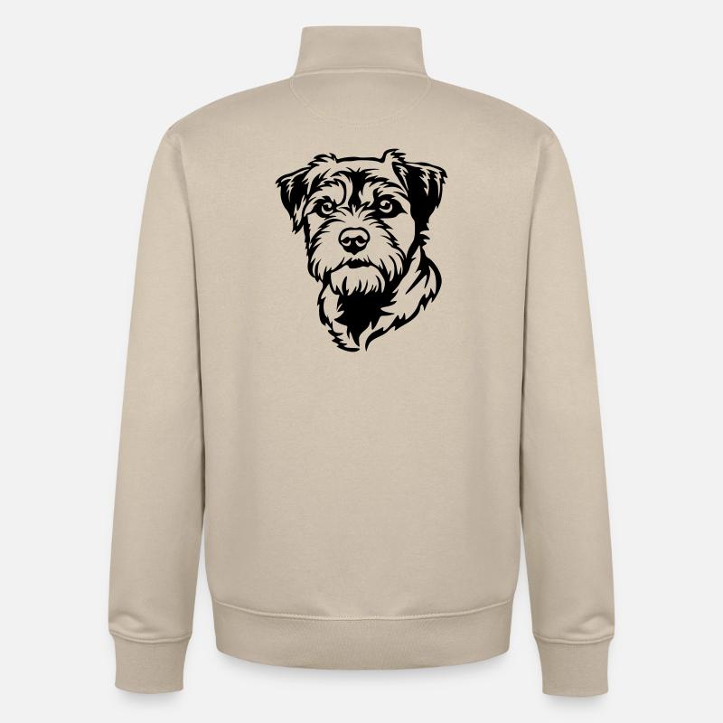 Tête de terrier de la frontière - Sweat zippé unisexe en coton bio Stanley/Stella - beige crème