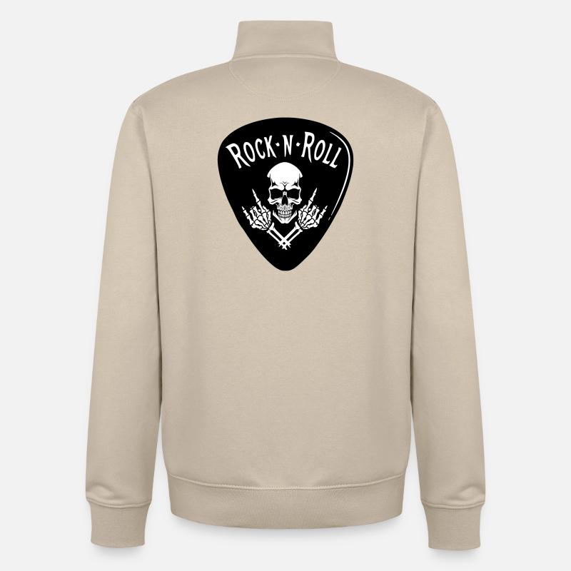 Crâne Rock N Roll Sur Noir - Sweat zippé unisexe en coton bio Stanley/Stella - beige crème