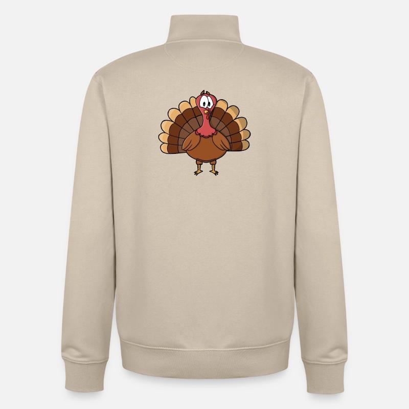 Dinde à queue large - Sweat zippé unisexe en coton bio Stanley/Stella - beige crème