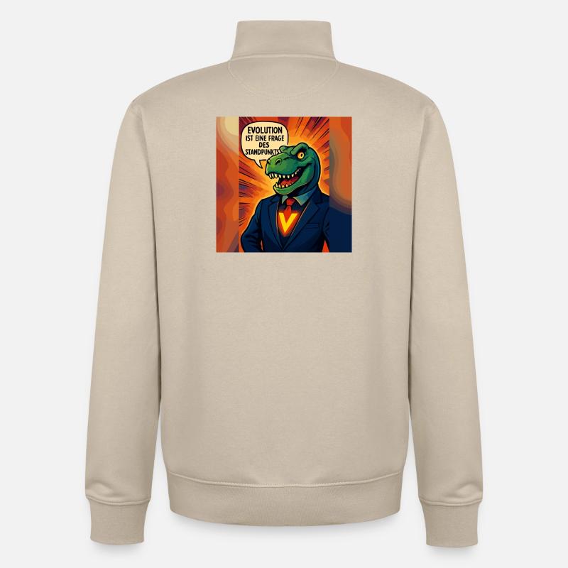 Dino en costume – l’évolution est une question d’opinion - Sweat zippé unisexe en coton bio Stanley/Stella - beige crème