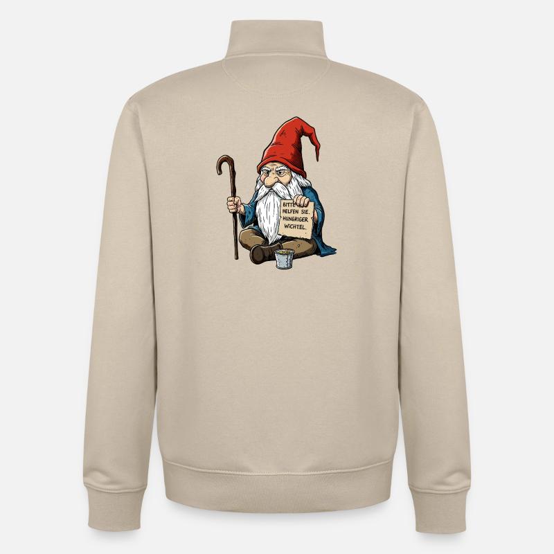 Gnome affamé | Aider, s’il vous plaît - Sweat zippé unisexe en coton bio Stanley/Stella - beige crème