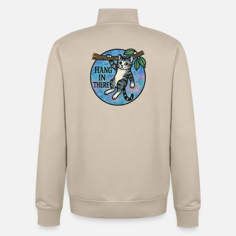 Accrochez-vous là-bas Patch pour chat - Sweat zippé unisexe en coton bio Stanley/Stella - beige crème