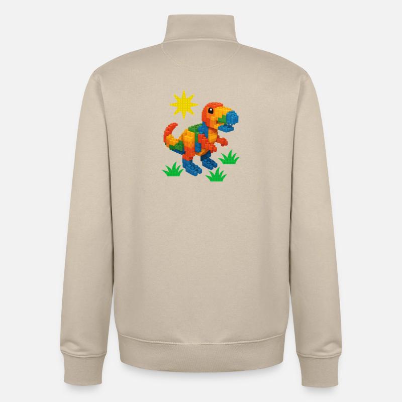Dinosaur Made Of Bricks Creative Block Builder - Unisex Organic Zip Sweatshirt by Stanley/Stella - desert dust