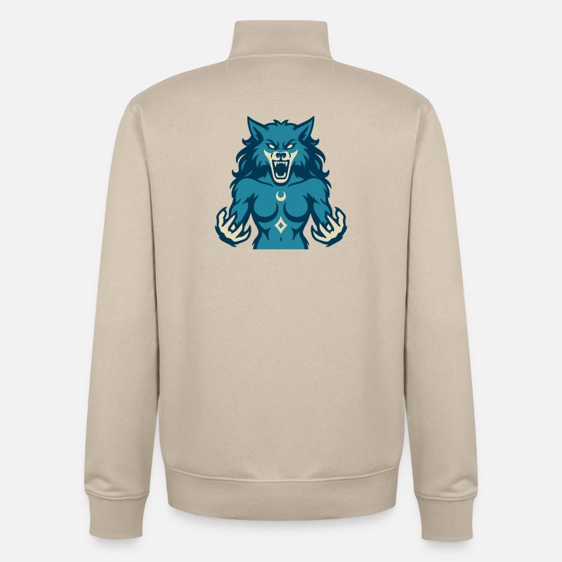 Conception de puissance Moonwolf - Sweat zippé unisexe en coton bio Stanley/Stella - beige crème