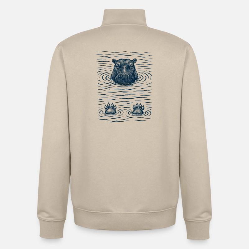 Hippopotame réfrigéré dans l’eau - Sweat zippé unisexe en coton bio Stanley/Stella - beige crème