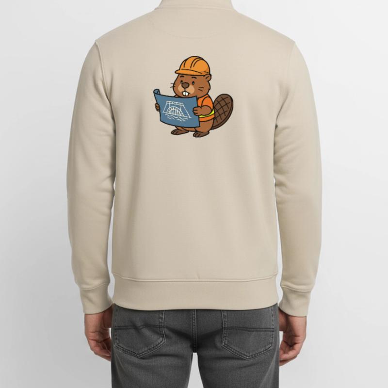 Beaver Construction Worker Bob Master Builder Plan Construction Dam Unisex Organic Zip Sweatshirt by Stanley/Stella