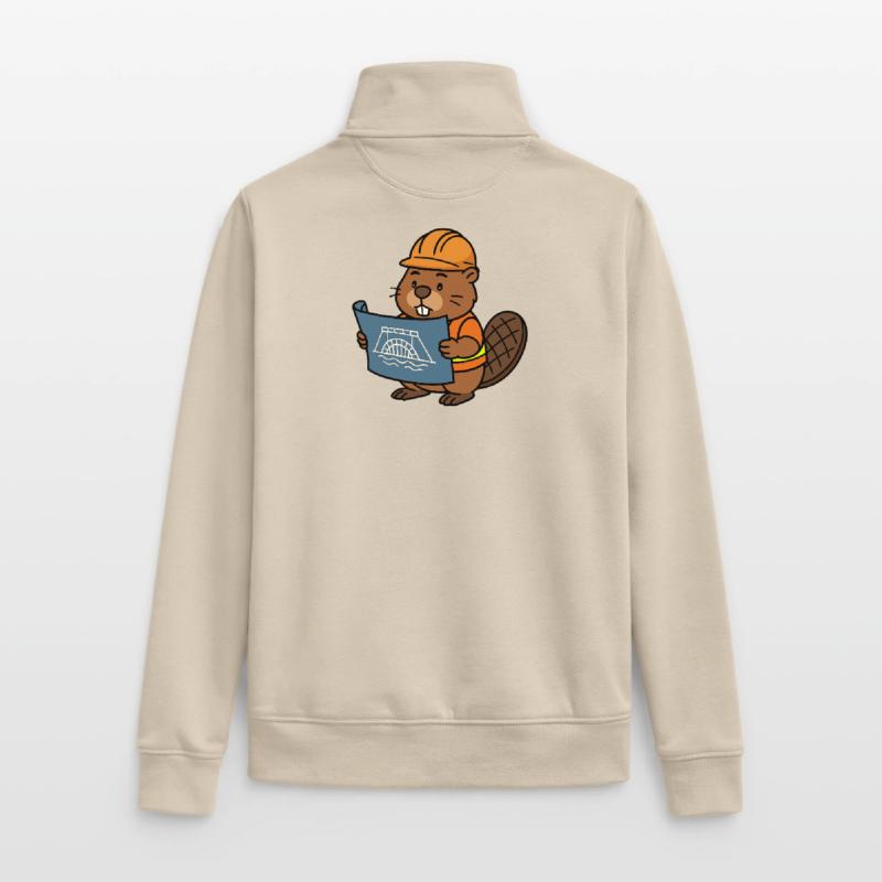 Beaver Construction Worker Bob Master Builder Plan Construction Dam Unisex Organic Zip Sweatshirt by Stanley/Stella