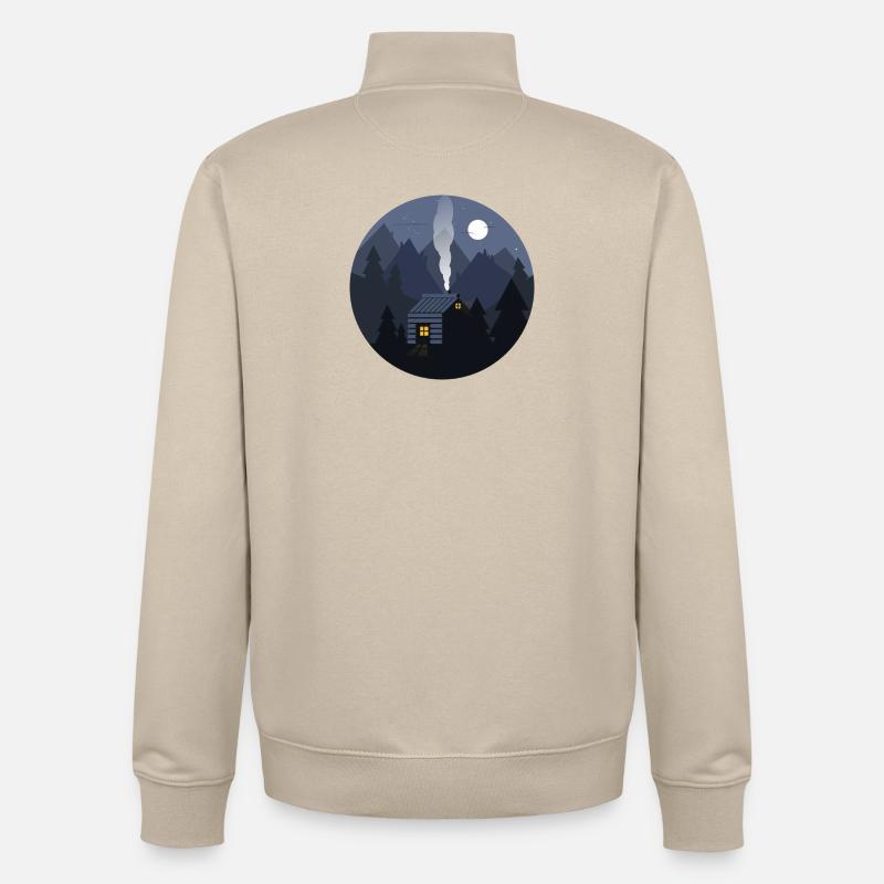 Cabane Nightfall à Pines - Sweat zippé unisexe en coton bio Stanley/Stella - beige crème