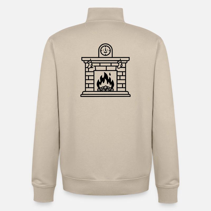 Gemütlicher Weihnachtskamin mit Feuer - Unisex Organic Zip Sweatshirt von Stanley/Stella - Cremebeige