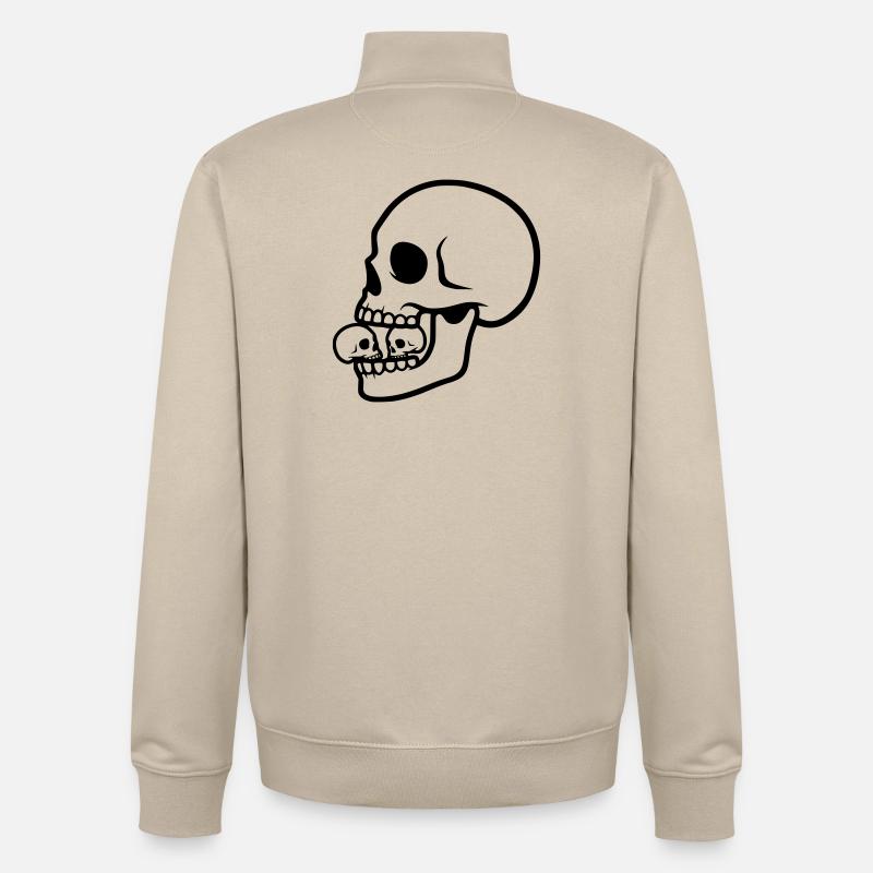 Makaberer Totenkopf | Horror Design - Unisex Organic Zip Sweatshirt von Stanley/Stella - Cremebeige