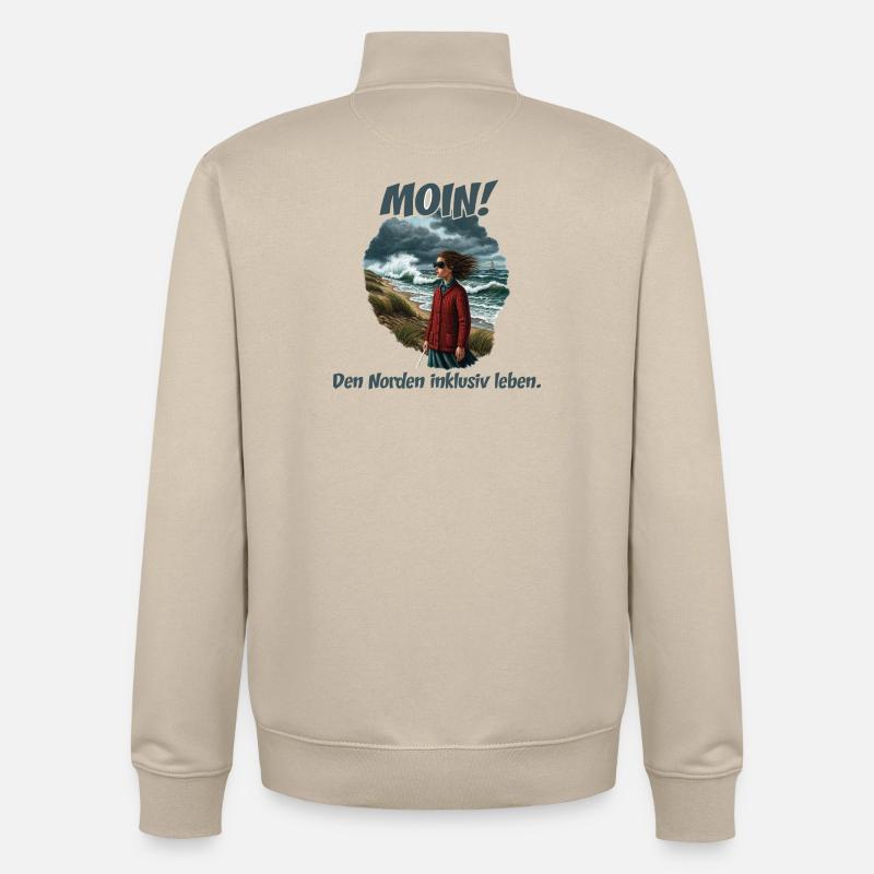 Moin y compris vent côtier - Sweat zippé unisexe en coton bio Stanley/Stella - beige crème