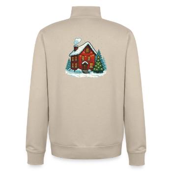 Maison d’hiver avec lumières - Sweat zippé unisexe en coton bio Stanley/Stella - beige crème - Dos - AI Model Male 185 dark (185cm)