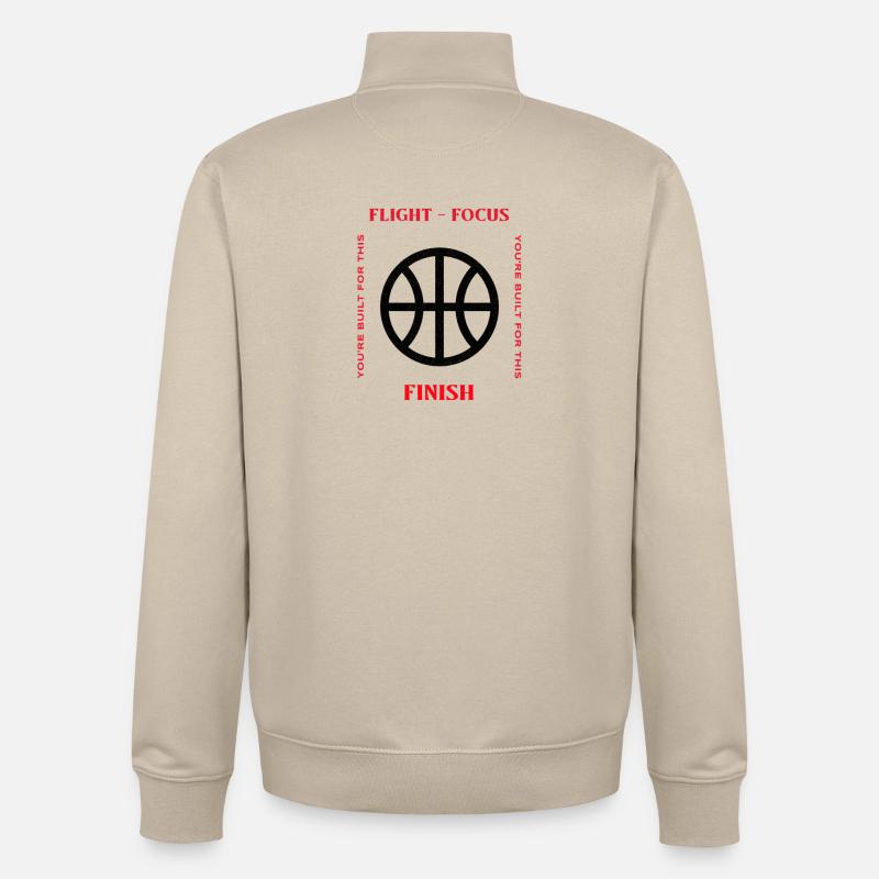 Vol, Concentration, Finition Design - Sweat zippé unisexe en coton bio Stanley/Stella - beige crème