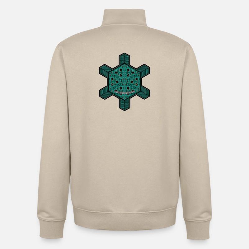 Expérience d’évolution fractale Yoga Méditation Goa - Sweat zippé unisexe en coton bio Stanley/Stella - beige crème