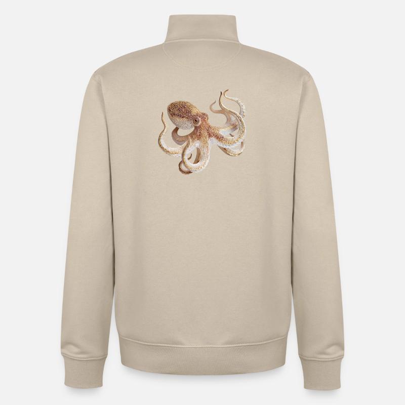 Octopus Net Pattern – Maritime Style - Unisex Organic Zip Sweatshirt by Stanley/Stella - desert dust