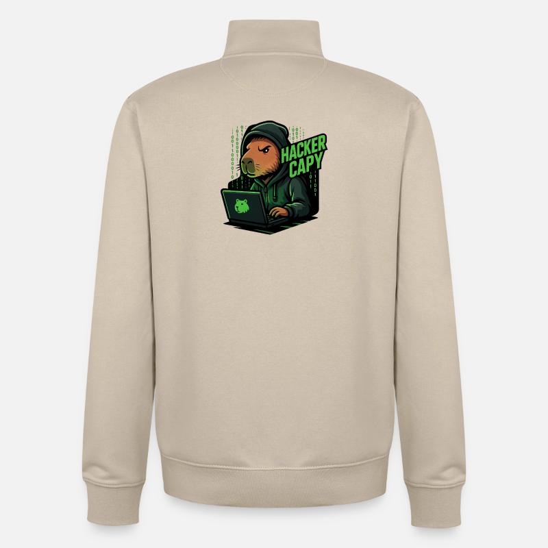 Hacker Capy – Cyber Capybara Tech - Unisex Organic Zip Sweatshirt by Stanley/Stella - desert dust