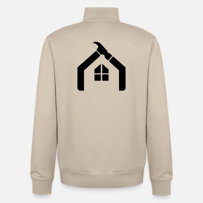 Logo d’artisan concierge – Marteau - Sweat zippé unisexe en coton bio Stanley/Stella - beige crème