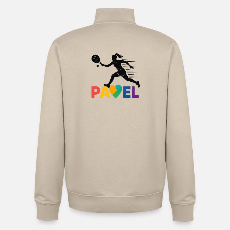 Padel Herz Regenbogen Sprint - Unisex Organic Zip Sweatshirt von Stanley/Stella - Cremebeige
