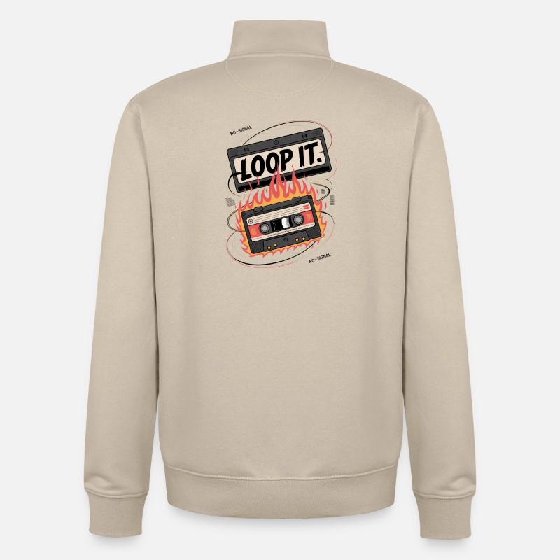 Loop It Flames Cassette - Sweat zippé unisexe en coton bio Stanley/Stella - beige crème