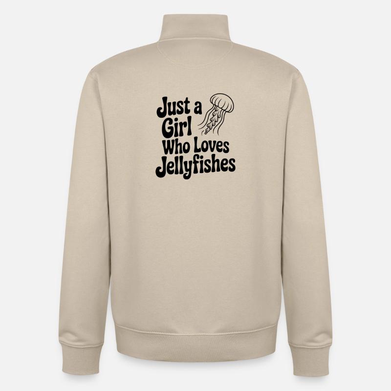 Nur ein Mädchen, das Quallen liebt - Unisex Organic Zip Sweatshirt von Stanley/Stella - Cremebeige