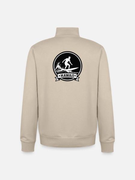 Hawaii Surf Wave Badge - Unisex Organic Zip Sweatshirt by Stanley/Stella - desert dust