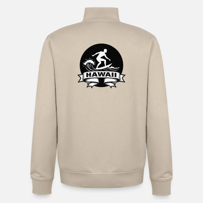 Surfeur Hawaii Vague Bannière - Sweat zippé unisexe en coton bio Stanley/Stella - beige crème