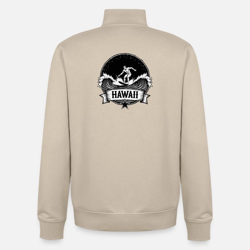 Hawaii Surfer Surfer sur Pacific Wave - Sweat zippé unisexe en coton bio Stanley/Stella - beige crème