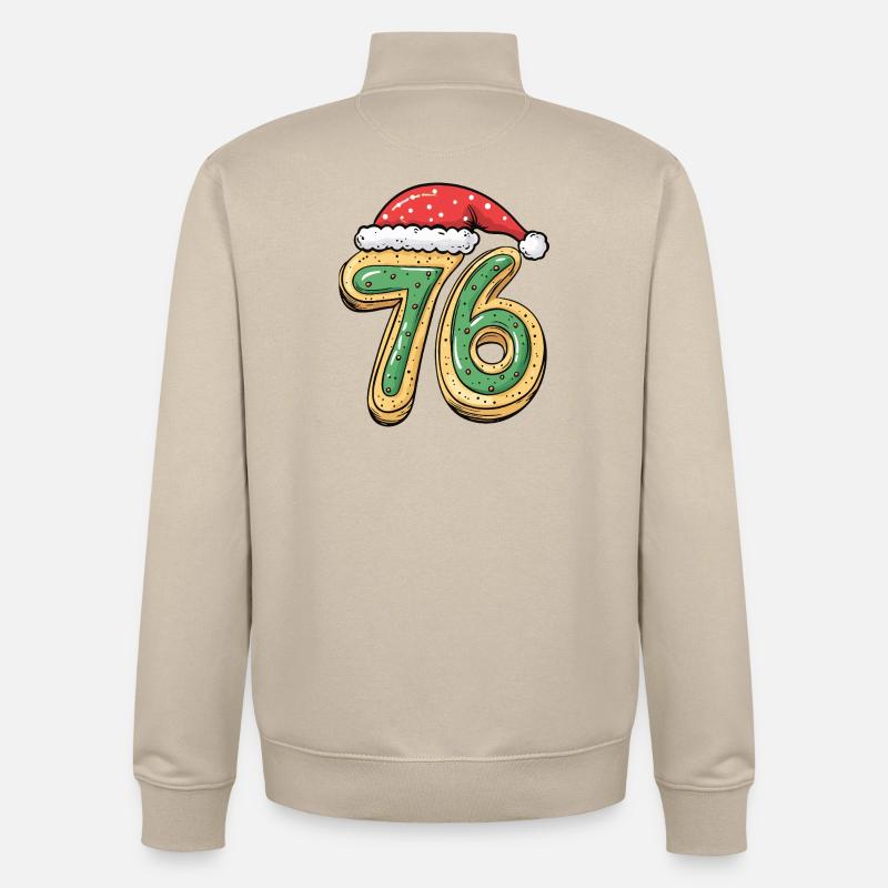 Biscuit de Noël à 76 chiffres - Sweat zippé unisexe en coton bio Stanley/Stella - beige crème