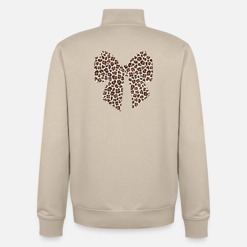 Noeud leopard idée cadeau - Sweat zippé unisexe en coton bio Stanley/Stella - beige crème