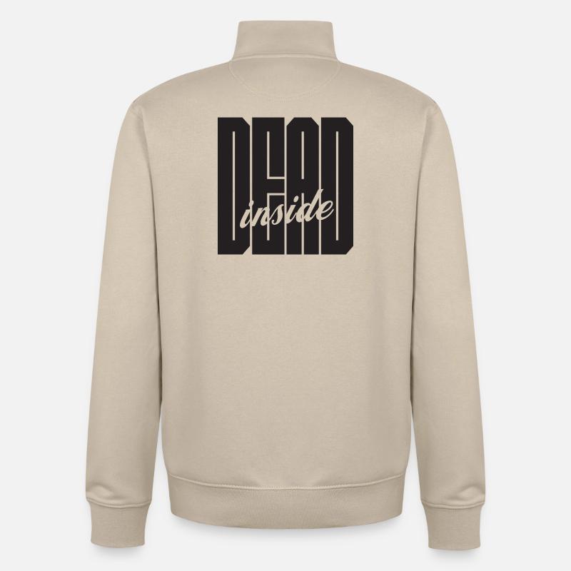 Logo gras Dead Inside - Sweat zippé unisexe en coton bio Stanley/Stella - beige crème