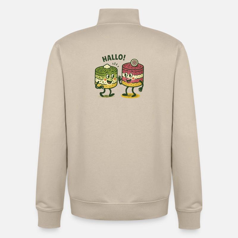 Olivje et les amis de Schuba - Sweat zippé unisexe en coton bio Stanley/Stella - beige crème