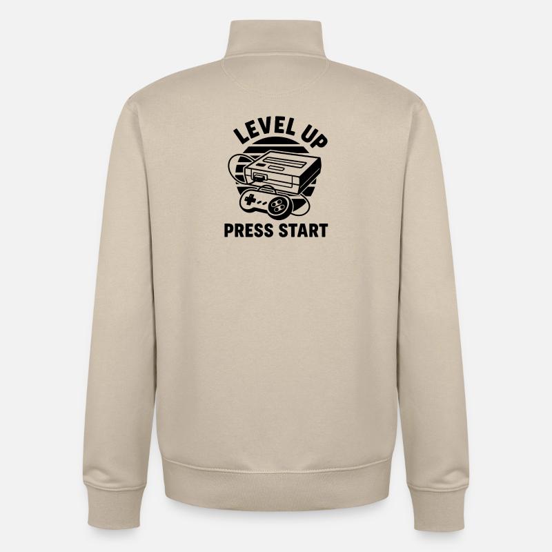 Level Up Press Start Retro - Unisex Organic Zip Sweatshirt von Stanley/Stella - Cremebeige