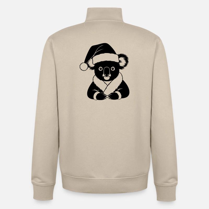 Comic de Noël Koala – Noir & Blanc - Sweat zippé unisexe en coton bio Stanley/Stella - beige crème