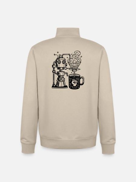 Grind or Die: Robot Chef for baristaer - Stanley/Stella unisex sweatshirt med lynlås i økologisk - cremebeige