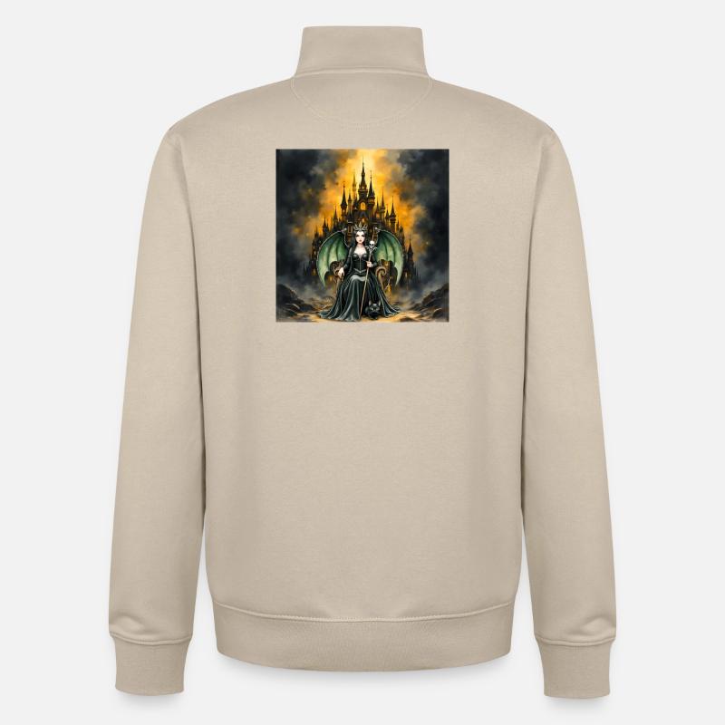 Winged sorceress before castle - Unisex Organic Zip Sweatshirt by Stanley/Stella - desert dust