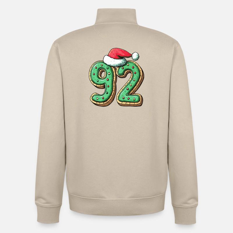 Noël du Cookie Numéro 92 - Sweat zippé unisexe en coton bio Stanley/Stella - beige crème