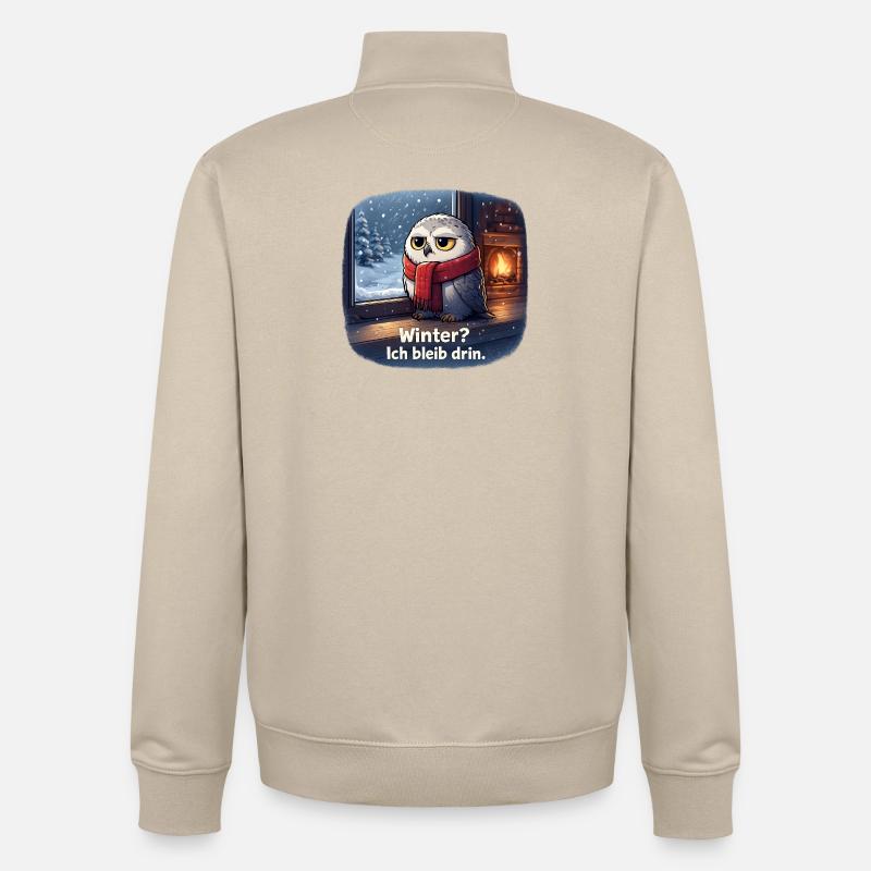 Winter Eule: Ich bleib drin - Unisex Organic Zip Sweatshirt von Stanley/Stella - Cremebeige
