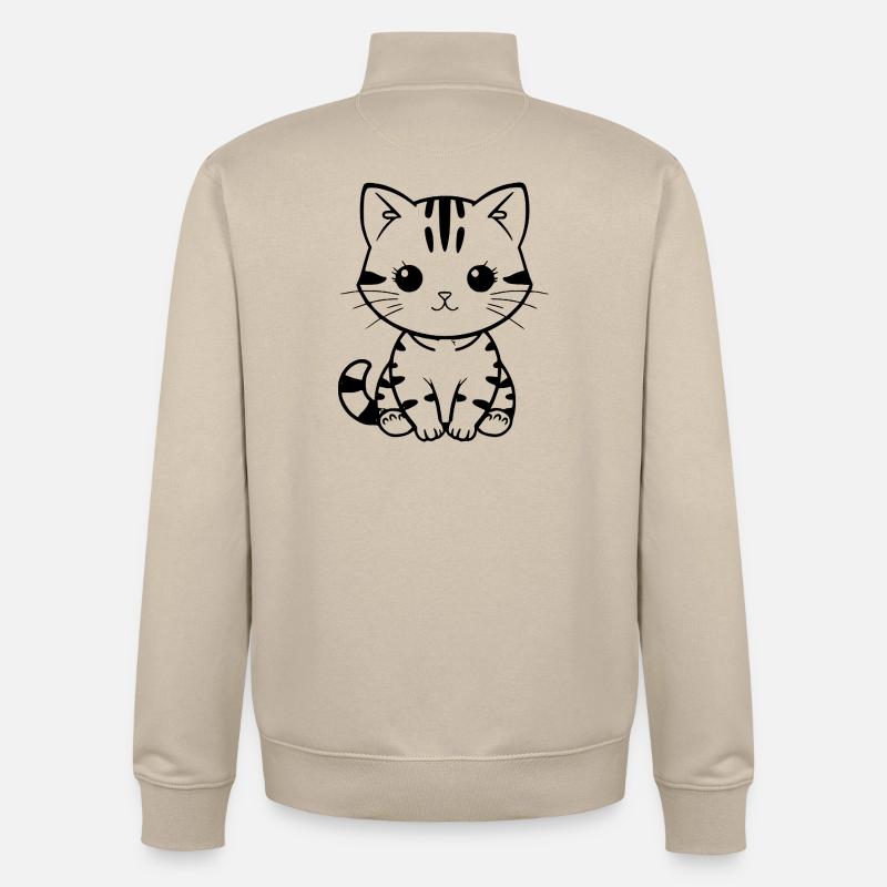 Cadeau de Noël Chat chaton Chat - Sweat zippé unisexe en coton bio Stanley/Stella - beige crème
