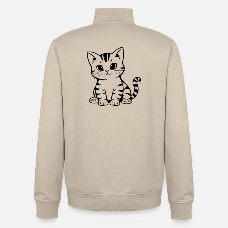 Cadeau de Noël Chat chaton Chat - Sweat zippé unisexe en coton bio Stanley/Stella - beige crème