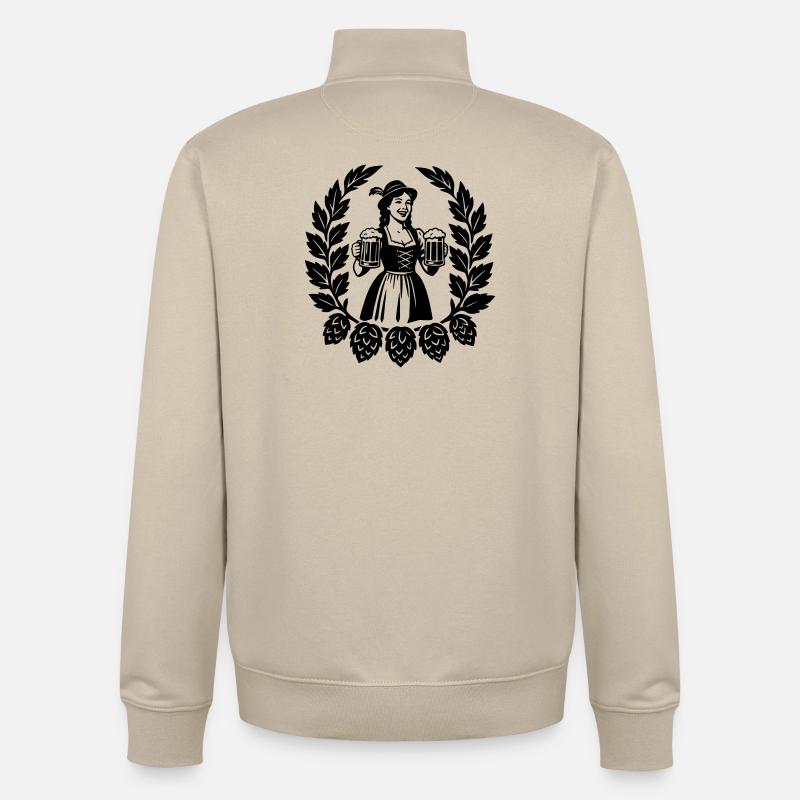 Bier Mädchen - Sweat zippé unisexe en coton bio Stanley/Stella - beige crème