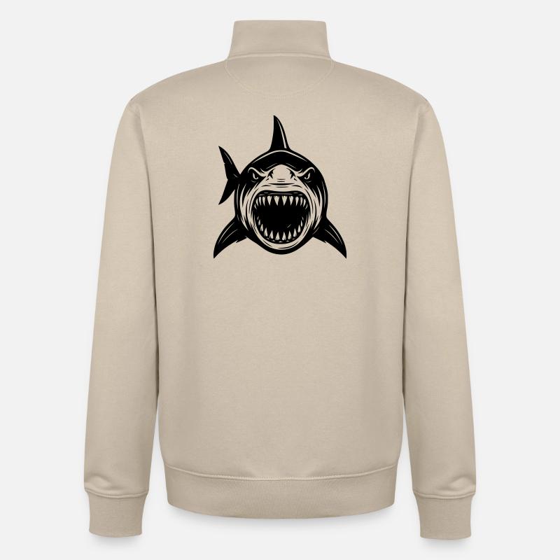 Weißer Hai Shark Attack Angriff - Unisex Organic Zip Sweatshirt von Stanley/Stella - Cremebeige