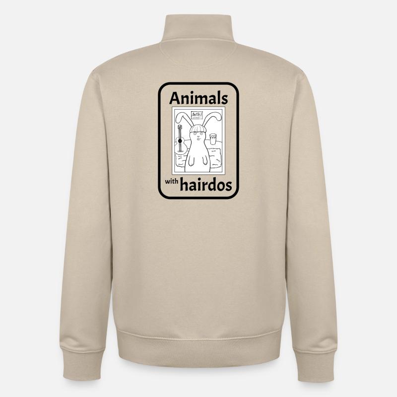 Lapin avec coiffure - Sweat zippé unisexe en coton bio Stanley/Stella - beige crème