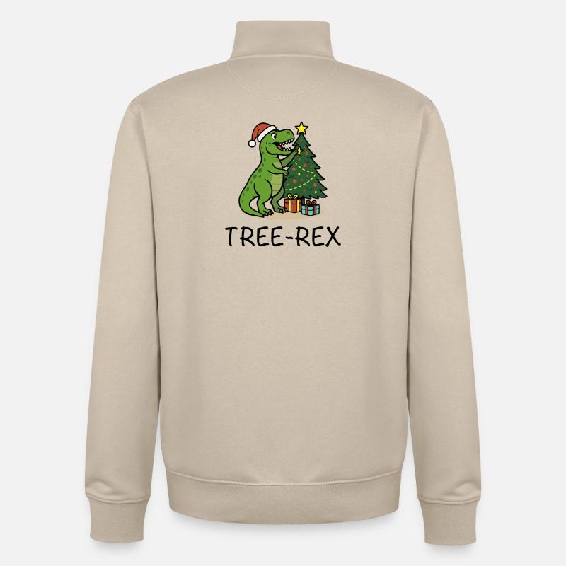 Tree-Rex – Style Noël moche - Sweat zippé unisexe en coton bio Stanley/Stella - beige crème