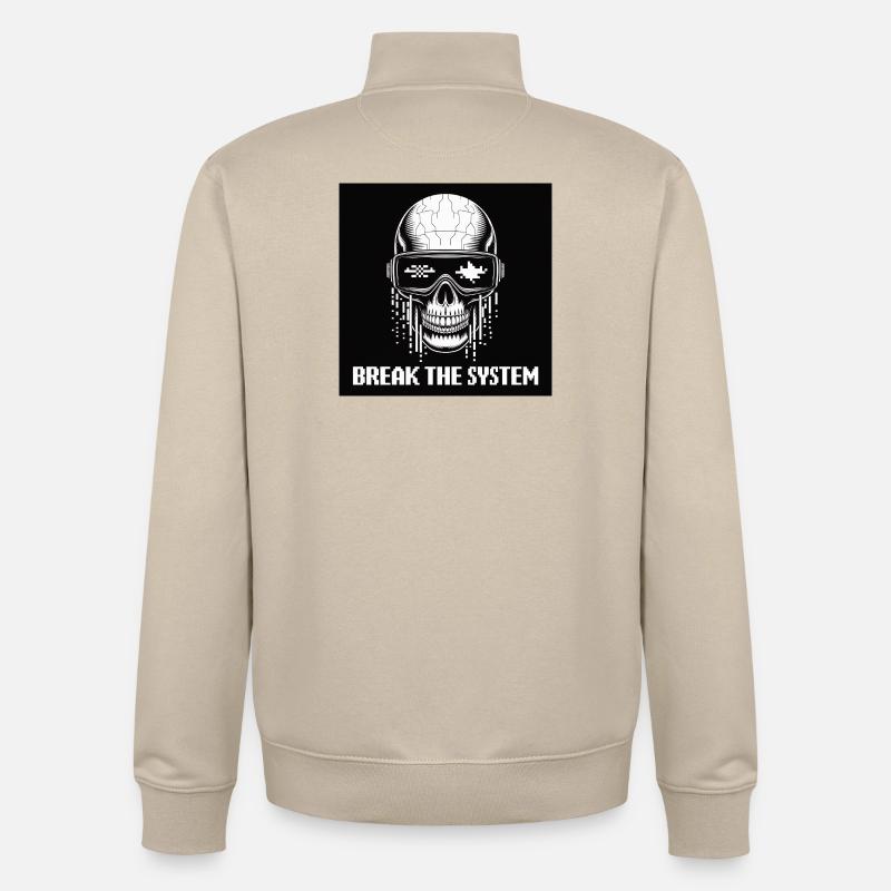 Cyberpunk Schädel zerstört das System - Unisex Organic Zip Sweatshirt von Stanley/Stella - Cremebeige