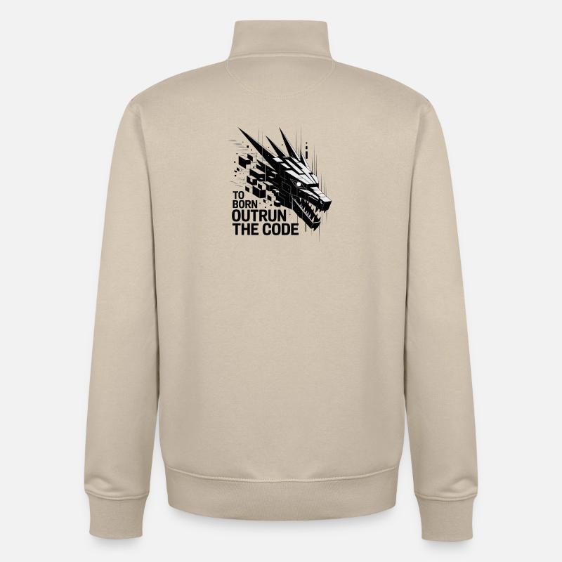 Dragon géométrique Outrun le Code - Sweat zippé unisexe en coton bio Stanley/Stella - beige crème