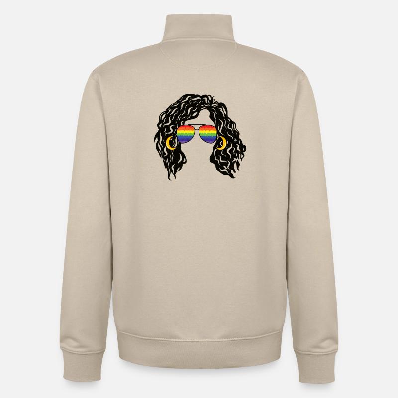 Regenbogenschattierungen Lockiges Afro-Mädchen-Haar Pride Retro - Unisex Organic Zip Sweatshirt von Stanley/Stella - Cremebeige