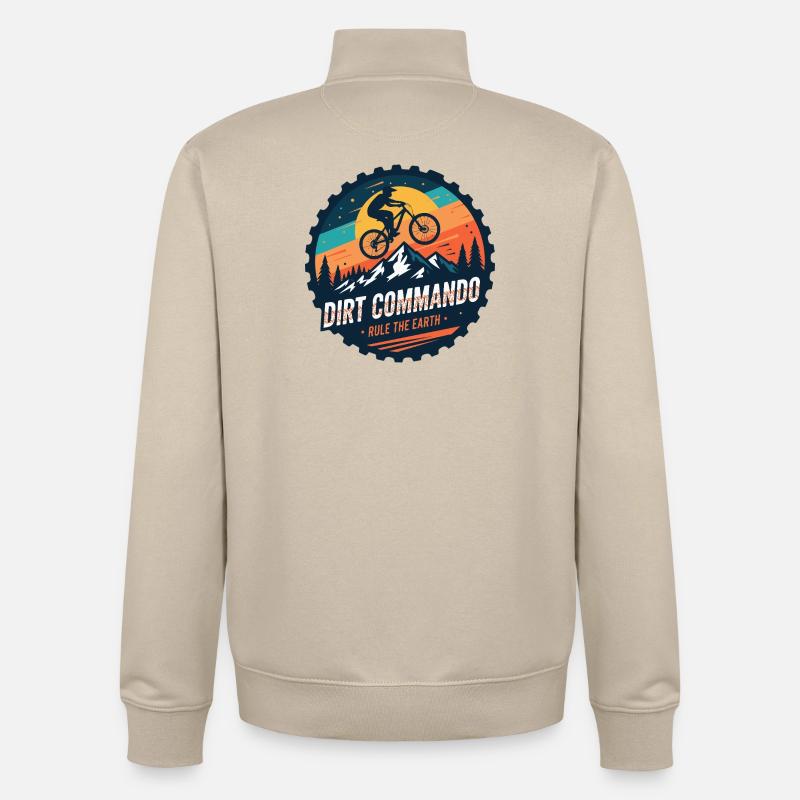 Dirt Commando Vétéran de VTT - Sweat zippé unisexe en coton bio Stanley/Stella - beige crème