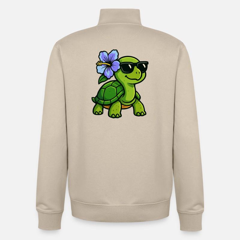 Tortue avec fleur d’hibiscus - Sweat zippé unisexe en coton bio Stanley/Stella - beige crème