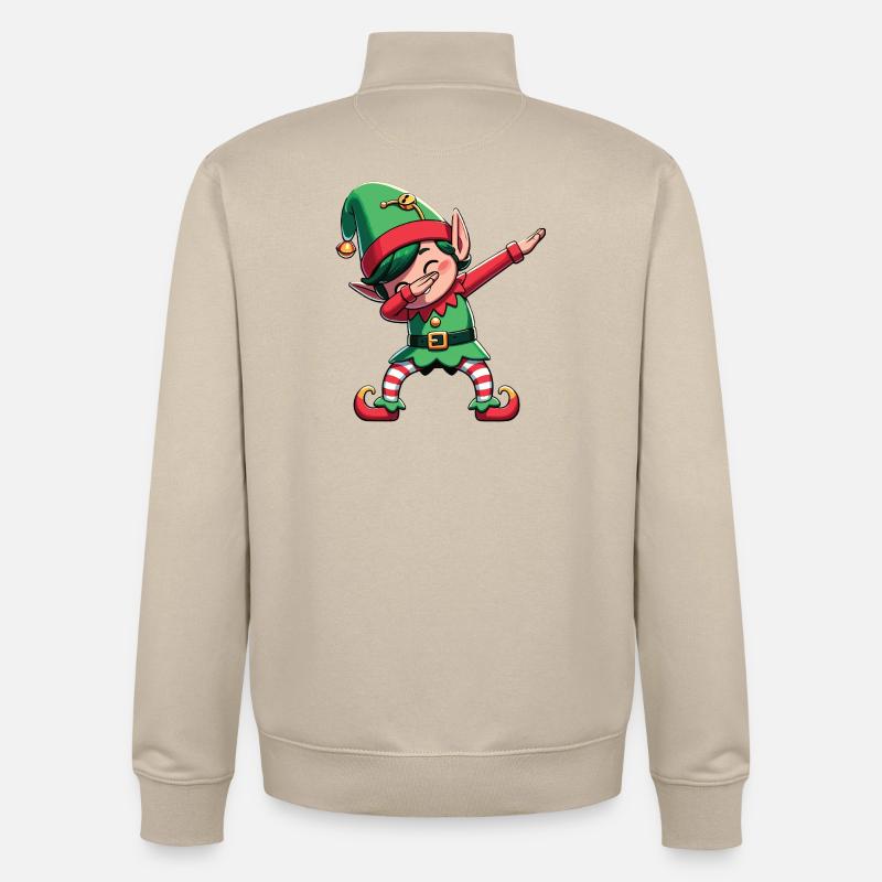 Tapoter l’Elf de Noël Dab Noël - Sweat zippé unisexe en coton bio Stanley/Stella - beige crème