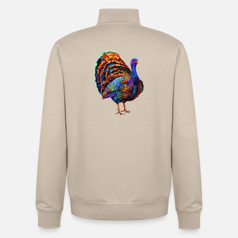 Dinde Poules Oiseaux Dinde - Sweat zippé unisexe en coton bio Stanley/Stella - beige crème